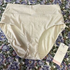 Calia Cream High Rise Tummy Control Bikini Bottoms